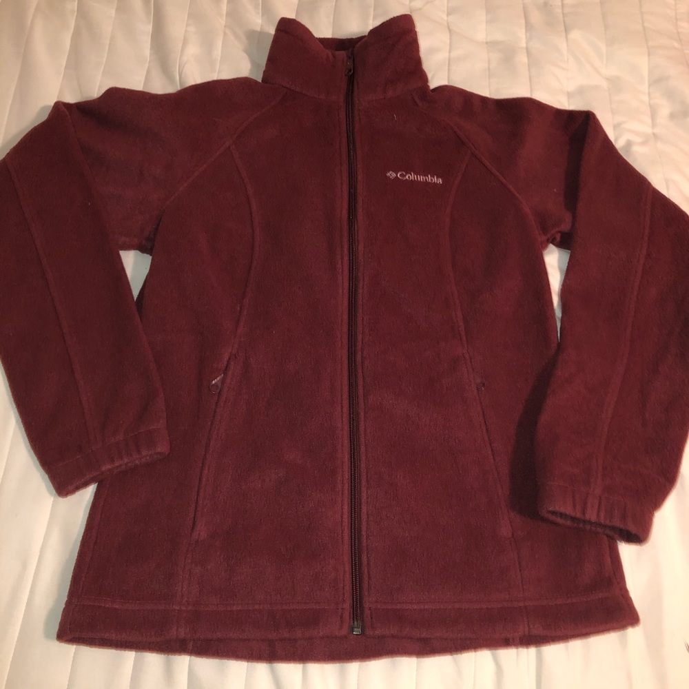 Columbia red soft zip up sweatshirt